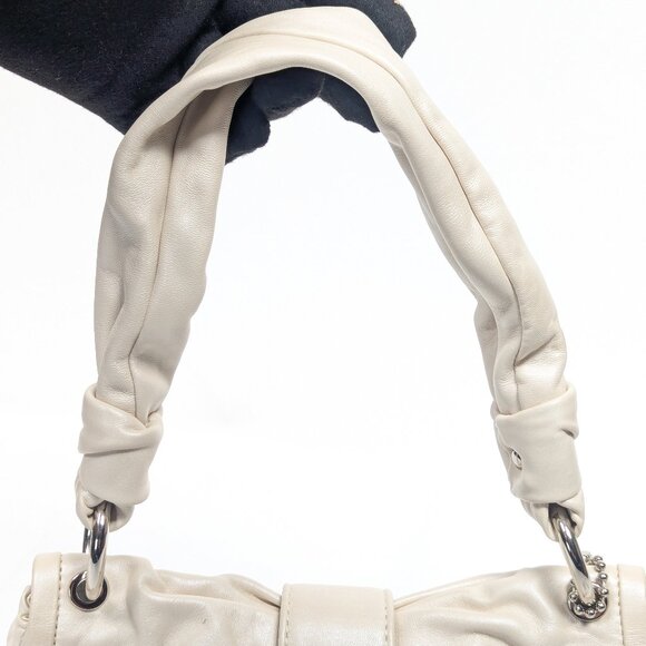 COACH Pleated Cream Leather Shoulder Bag - Picture 6 of 14